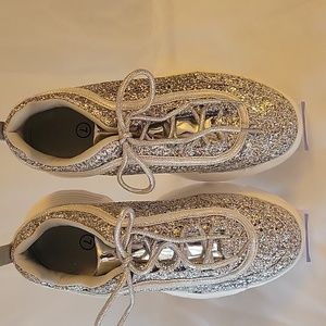 Silver Sequin Sneakers  size 7